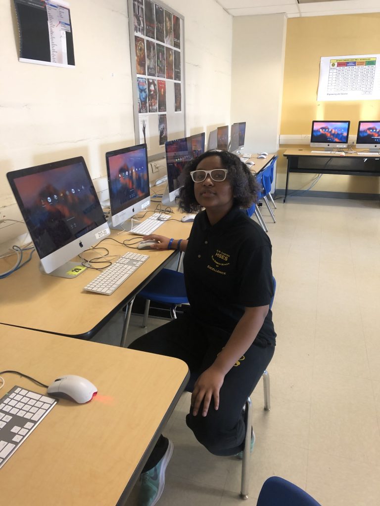 Student in the computer lab